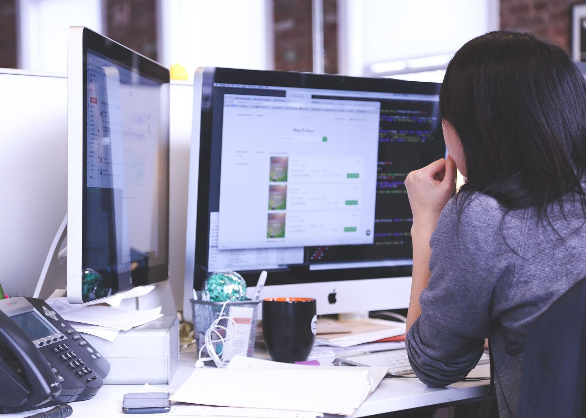 Woman working at a computer